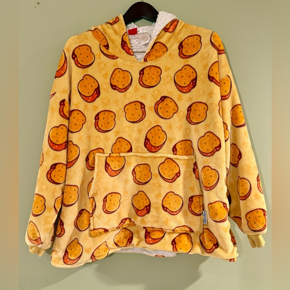 The Oodie Wearable Blanket Hoodie – Garlic Bread Print- Oversized Cozy Sherpa